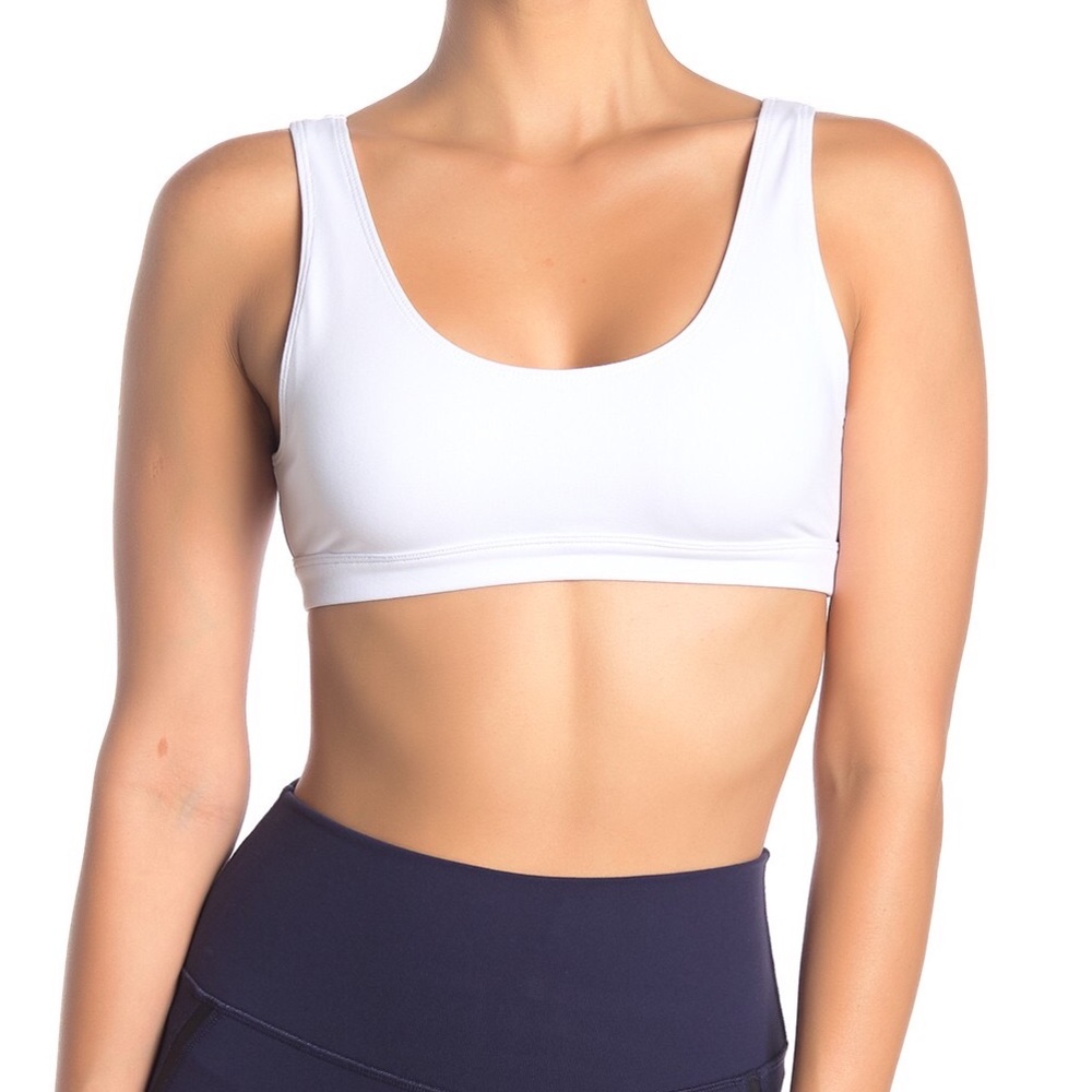 ALO Yoga White Scoop Neck Sports Bra